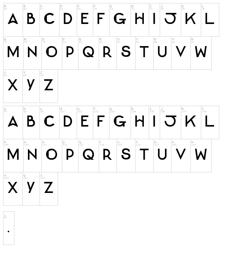 Bernadette Caps font map